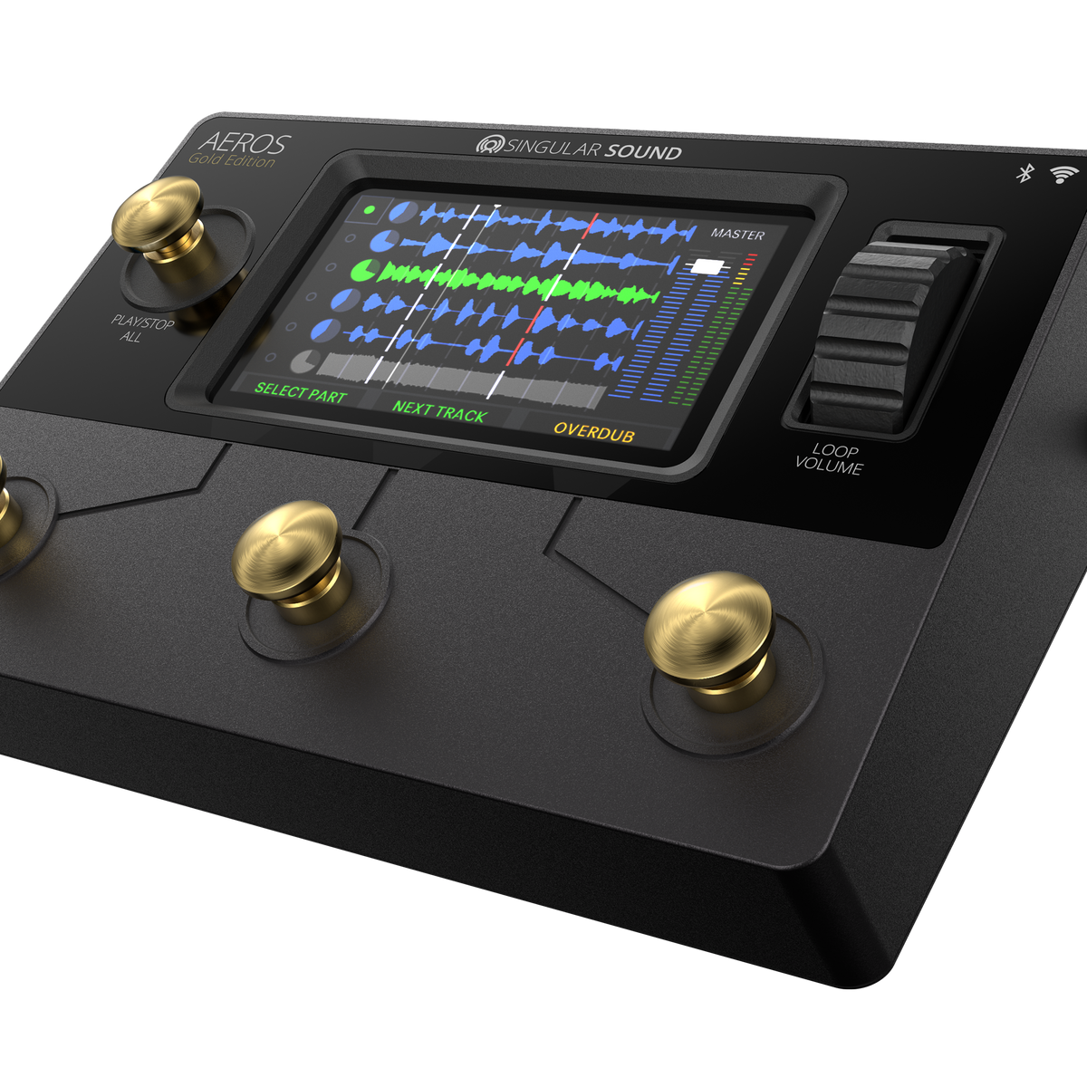 Aeros Gold Edition: Multi-track Looper Pedal with Silent Buttons Aeros Gold Edition: Multi-track Looper Pedal with Silent Buttons