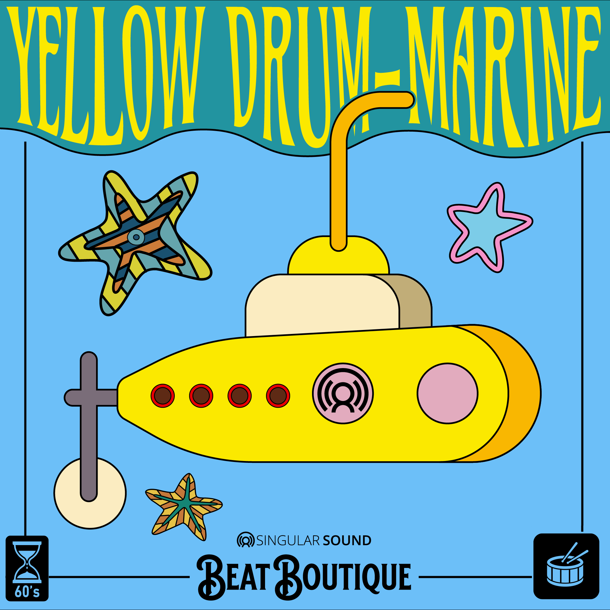 Yellow Drum-Marine: 60's Drum Set