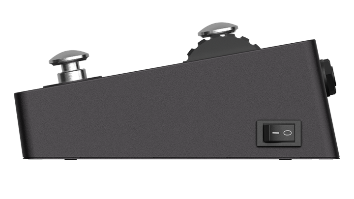 Side view of the Aeros Loop Studio, showing the side with the On/Off switch