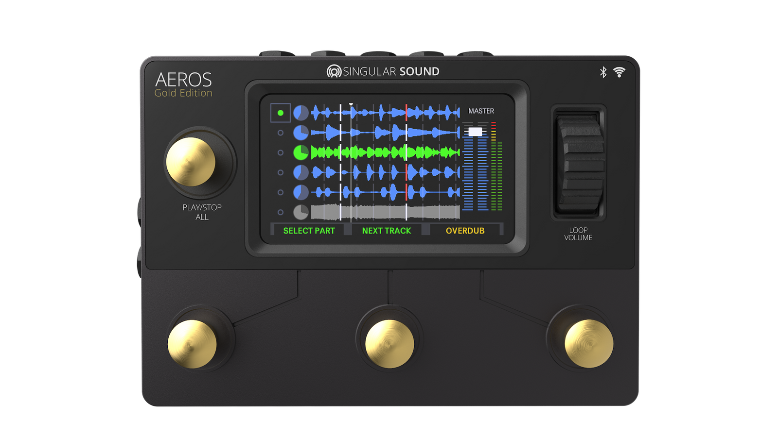 Aeros Gold Edition Multitrack Looper Pedal with Silent Buttons